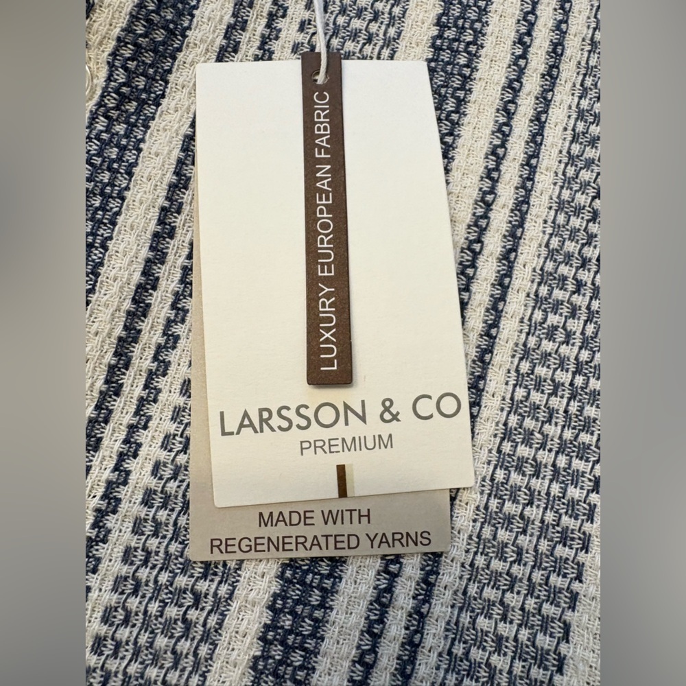 Larsson & Co. Resort Collar Stripe Polo Button-Down Shirt Navy Cream Size Small - Picture 4 of 13